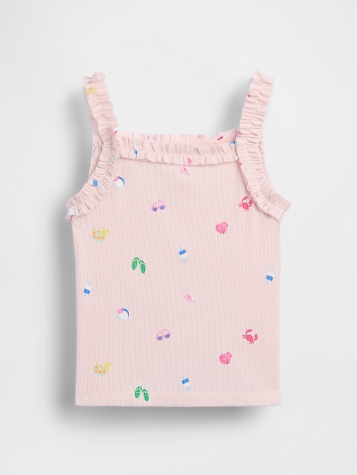 Image number 1 showing, Baby & Toddler Rib Ruffle Apron Tank Top