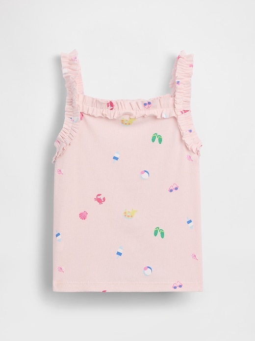 Image number 2 showing, Baby & Toddler Rib Ruffle Apron Tank Top