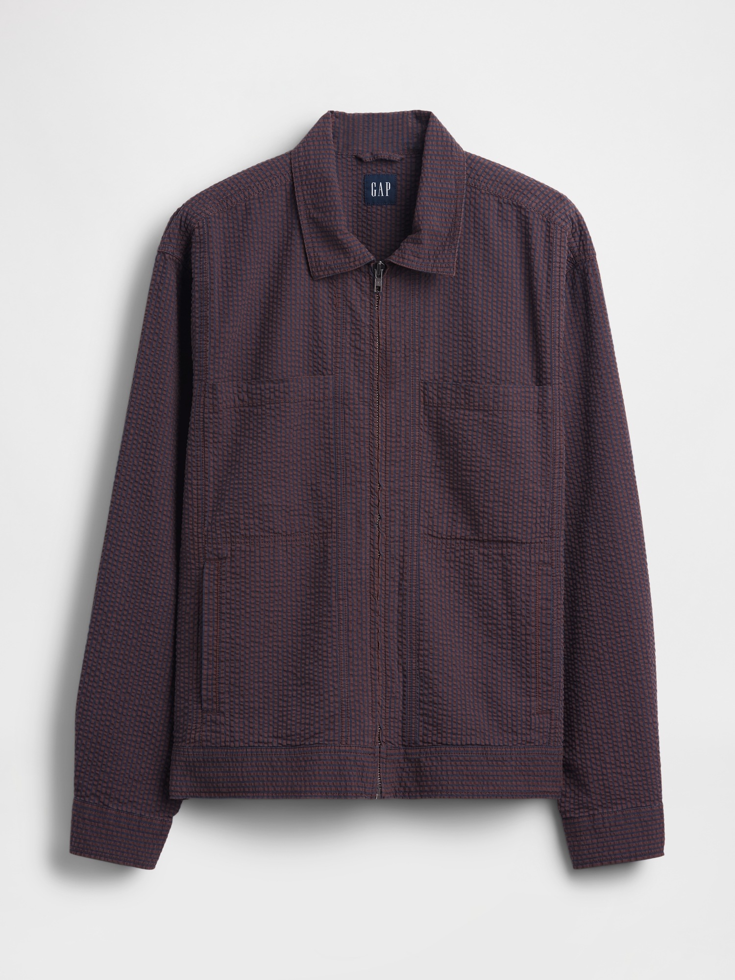 Мужские куртки Gap Seersucker Zip Shirt Jacket — фото 5