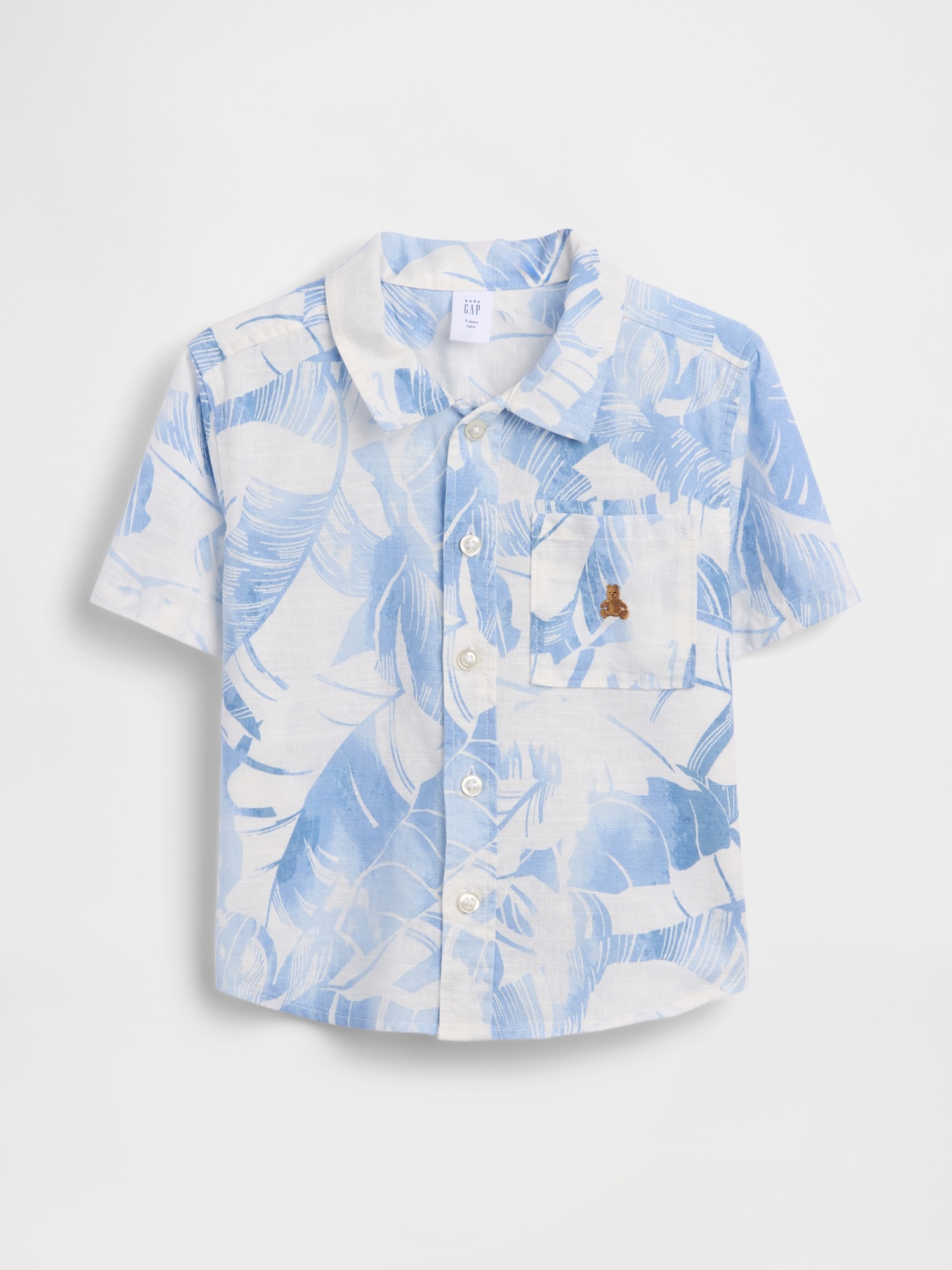 Рубашка Gap Linen-Cotton Shirt для малышей, цвет: С принтом — фото 2