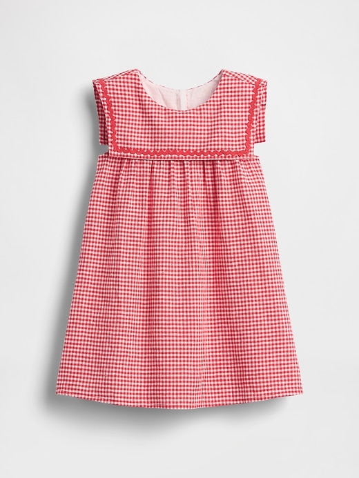 Image number 2 showing, Baby & Toddler Linen-Cotton Gingham Sailor Dress