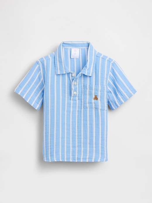 Image number 2 showing, Baby & Toddler Cotton Gauze Print Polo Shirt