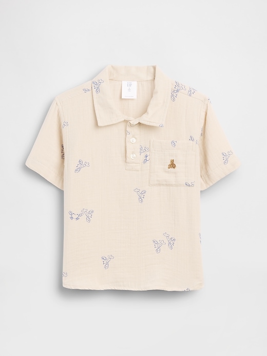 Image number 2 showing, Baby & Toddler Cotton Gauze Print Polo Shirt