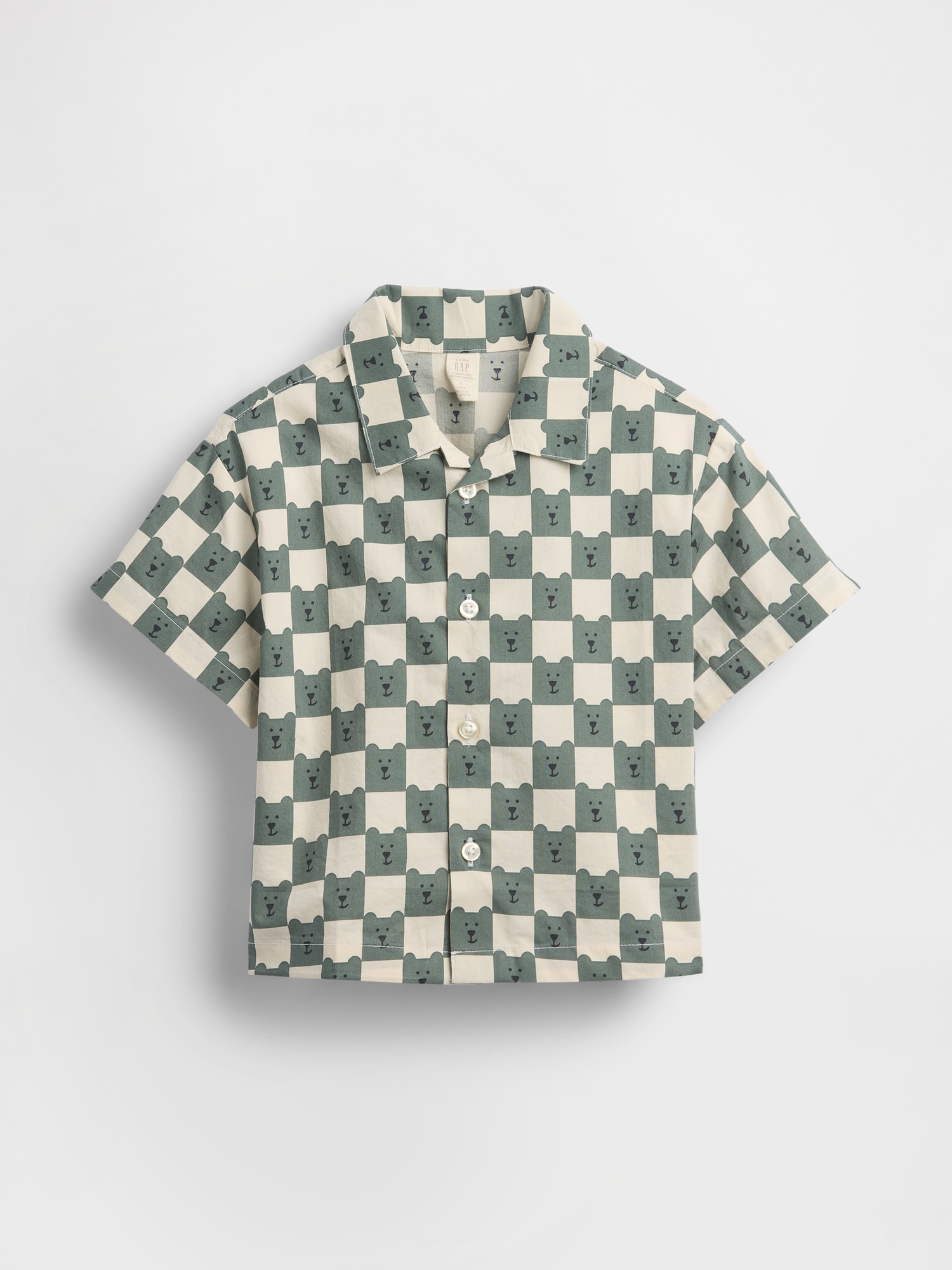 Рубашка Gap Organic Cotton Poplin Print Shirt для малышей, цвет: Зелёный — фото 2