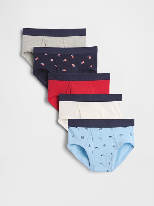 Image number 1 showing, Kids Organic Stretch Cotton Americana Briefs (5-Pack)