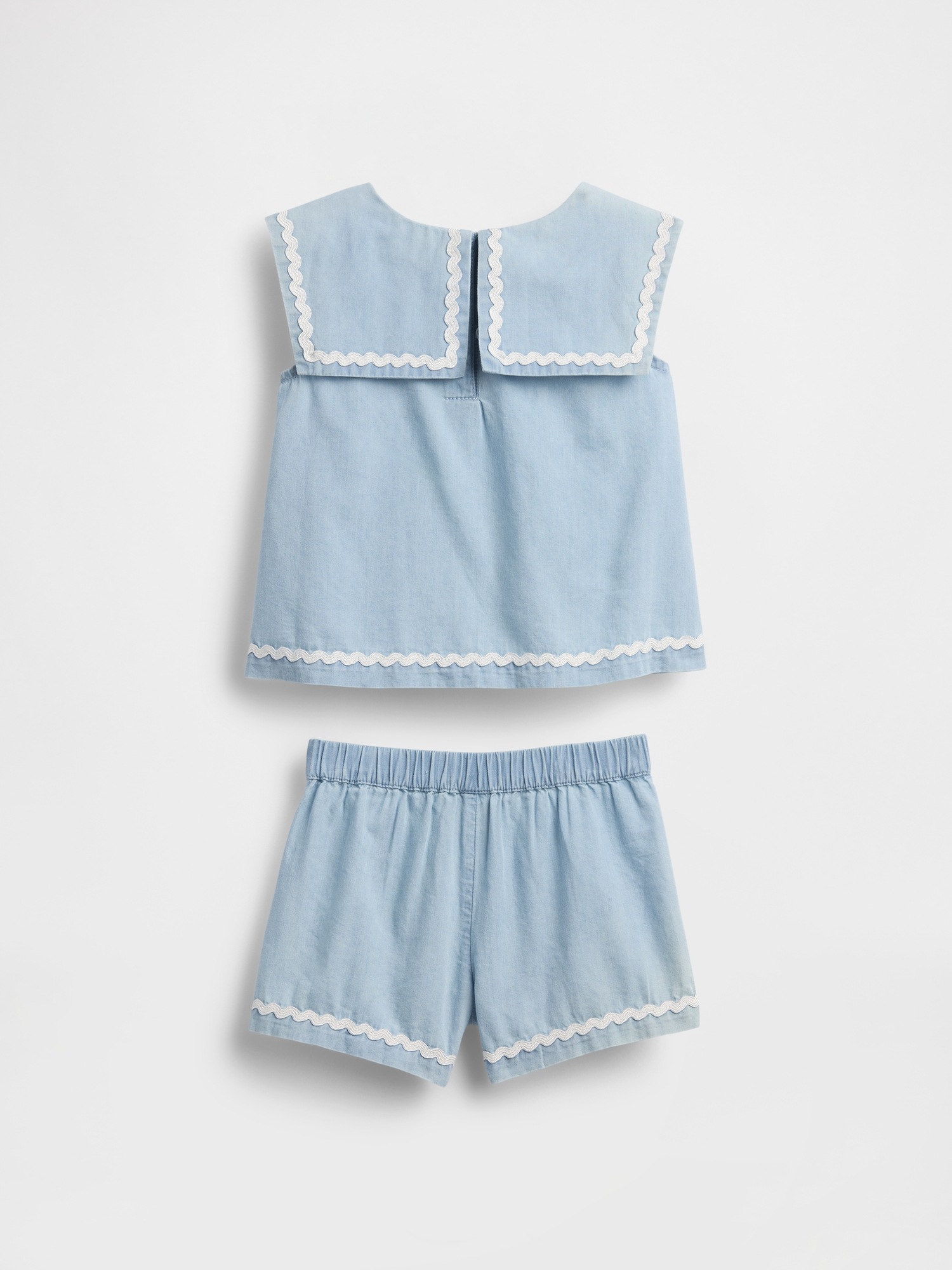 Gap Baby & Toddler Denim Bow Outfit Set, цвет: Светлая варка — фото 3