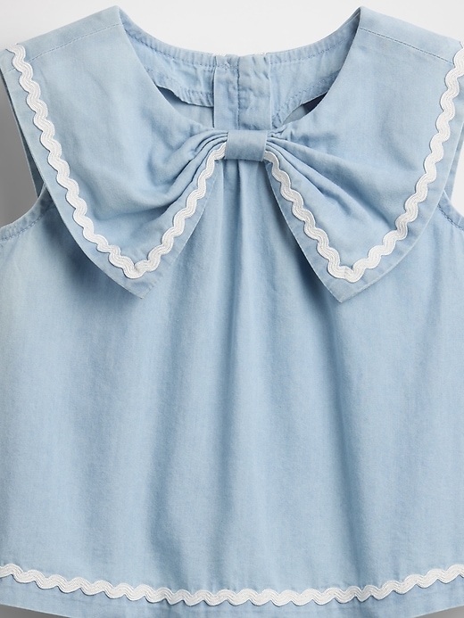 Image number 4 showing, Baby & Toddler Denim Bow Outfit Set