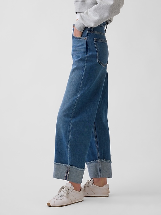 Image number 3 showing, High Rise Cuffed Barrel Jeans