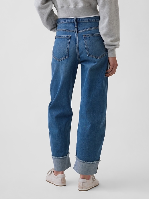 Image number 4 showing, High Rise Cuffed Barrel Jeans