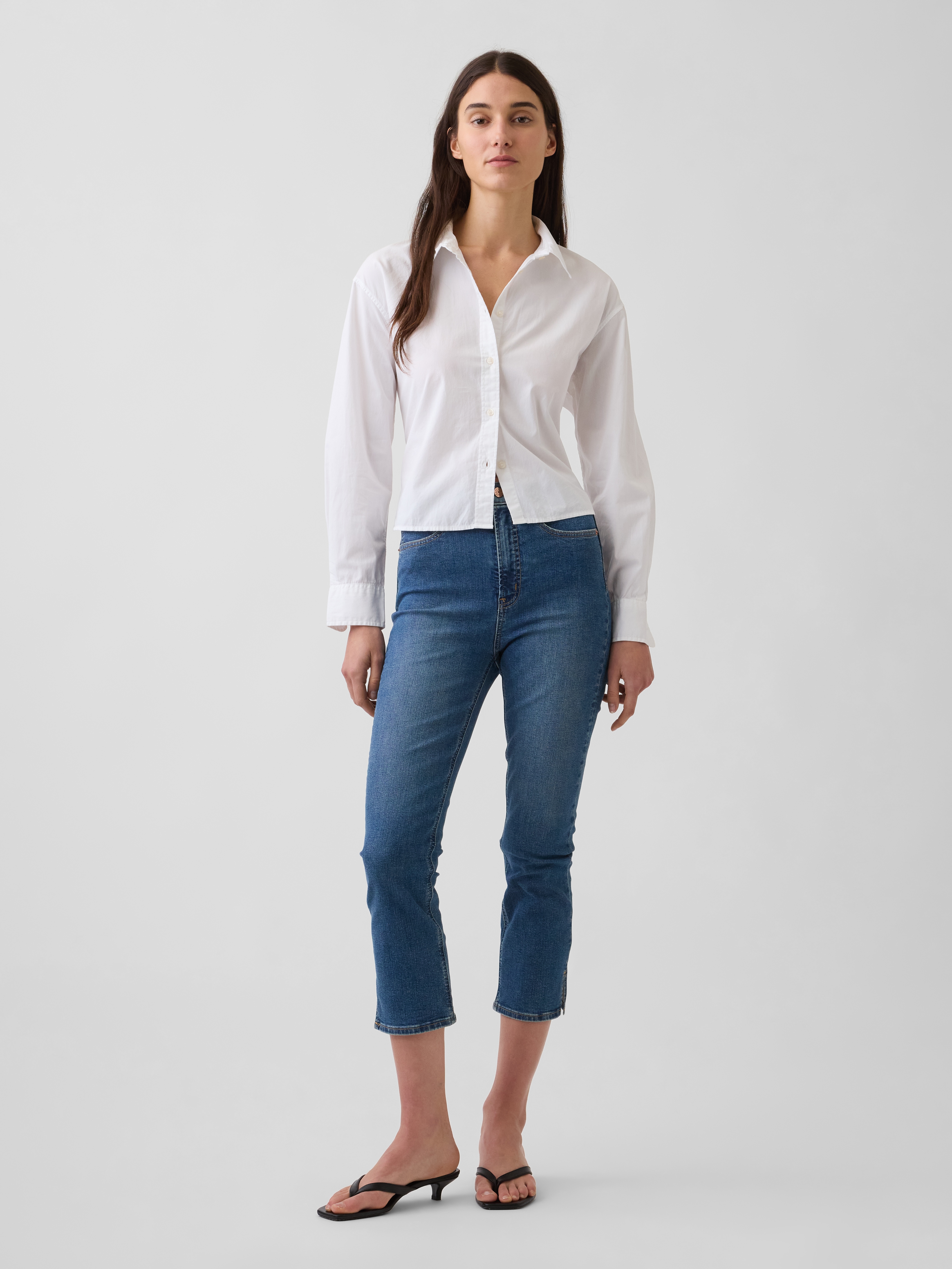 High Rise Cropped Capri Jeans