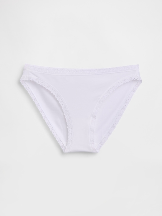 Image number 2 showing, Organic Stretch Cotton Lace-Trim Bikini