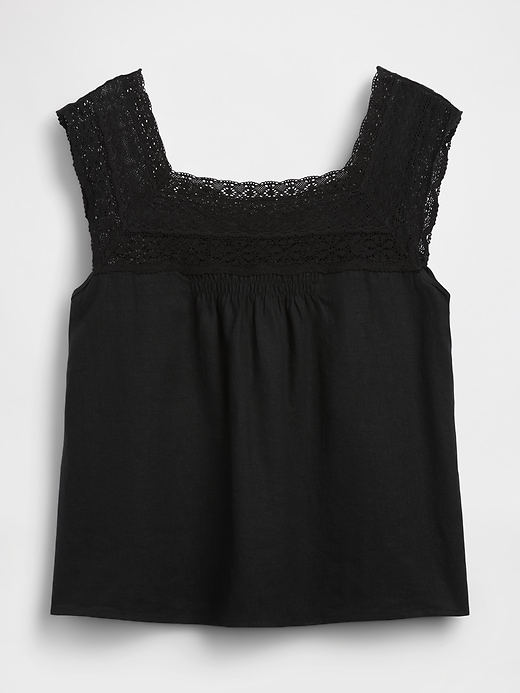 Image number 5 showing, Linen-Blend Crochet Square-Neck Top