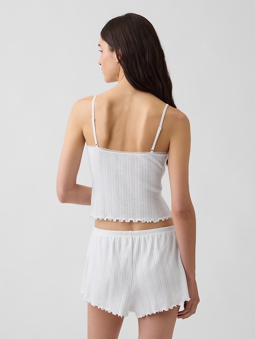 Image number 3 showing, Pointelle Lettuce-Hem Crop PJ Cami