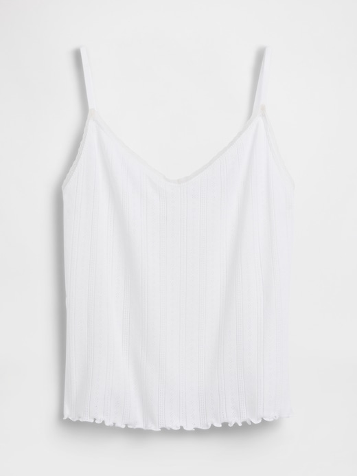Image number 5 showing, Pointelle Lettuce-Hem Crop PJ Cami