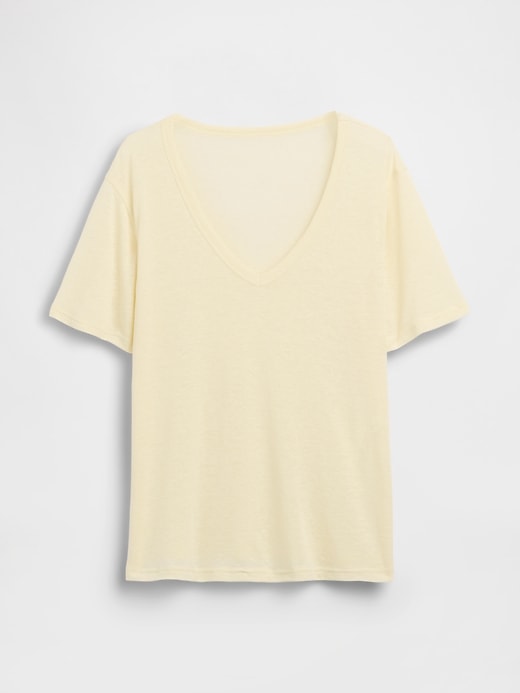 Image number 5 showing, Linen-Blend Relaxed V-Neck T-Shirt