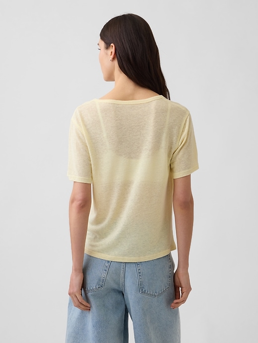 Image number 3 showing, Linen-Blend Relaxed V-Neck T-Shirt