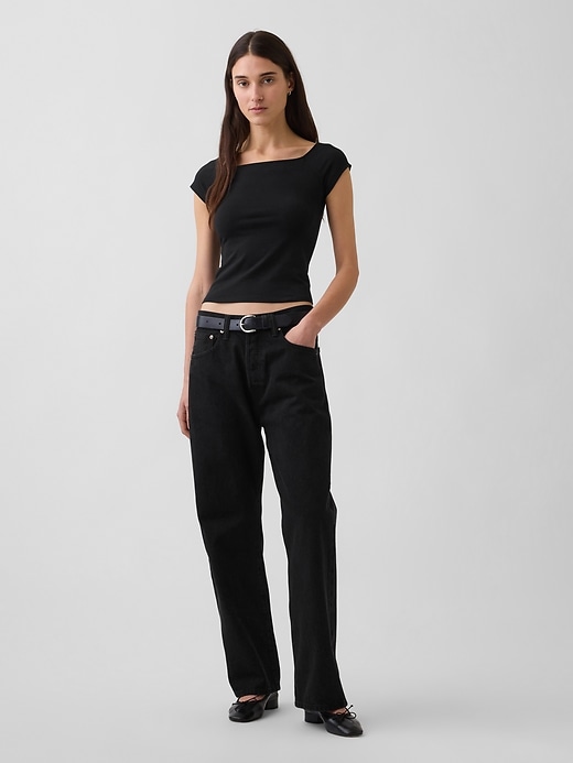Image number 2 showing, CloseKnit Jersey Off-Shoulder Crop T-Shirt