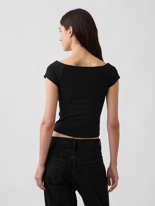 Image number 3 showing, CloseKnit Jersey Off-Shoulder Crop T-Shirt