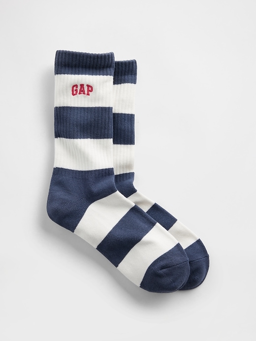 Image number 1 showing, Rugby Stripe Logo Crew Socks