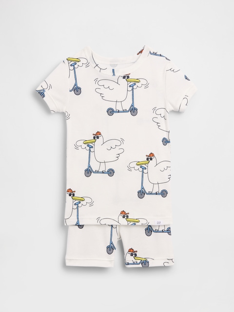 Baby & Toddler Organic Brushed Cotton Scooter Seagull PJ Short Set