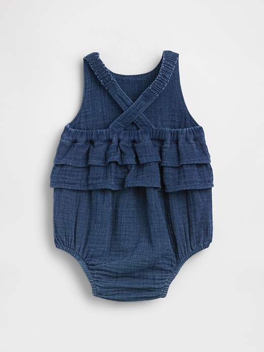 Baby Cotton Gauze Denim Bubble Bodysuit | Gap