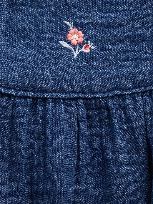 Image number 3 showing, Baby Cotton Gauze Denim Bubble Bodysuit