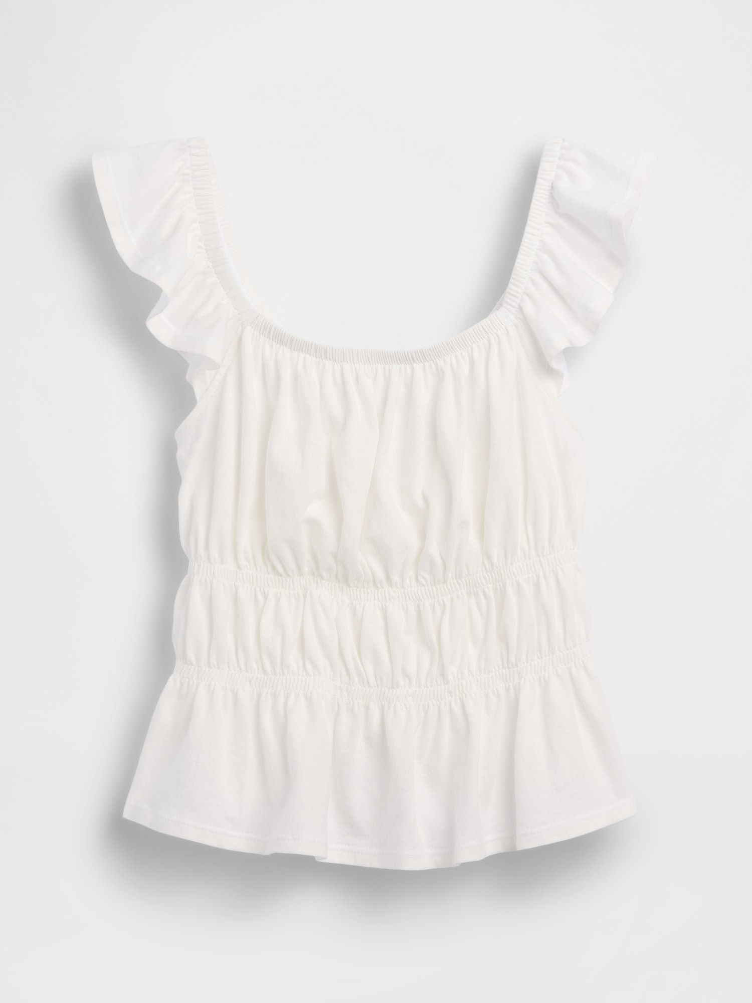 Детский топ Gap Flutter-Sleeve Smocked Peplum Top, цвет: Молочный белый — фото 2
