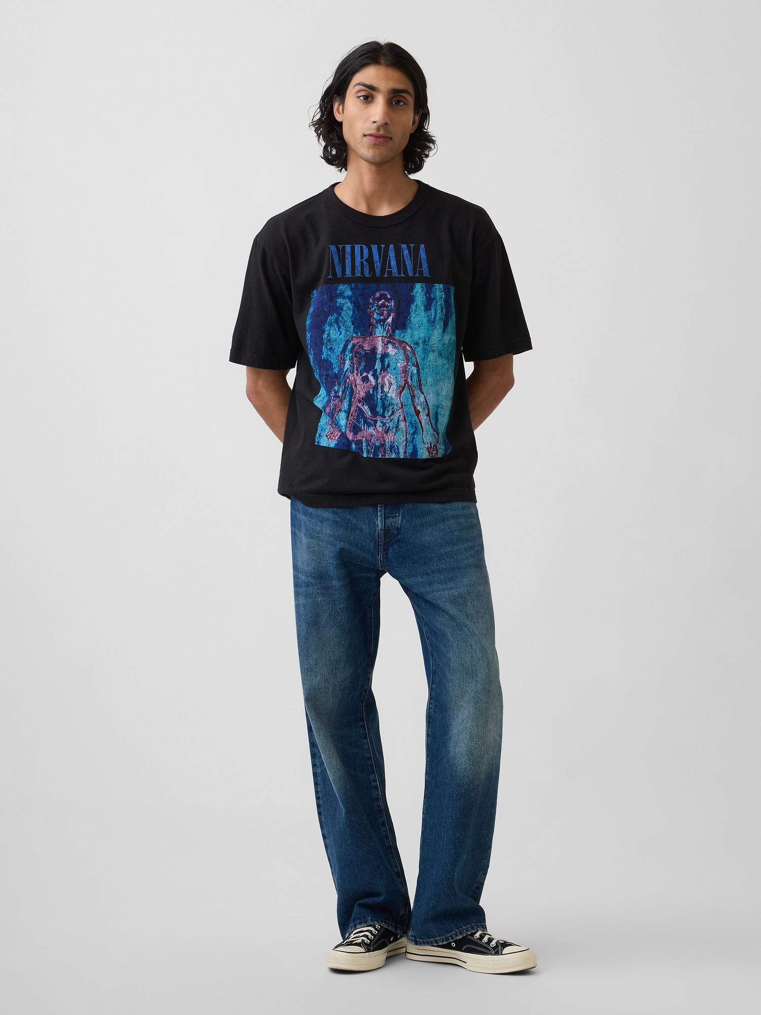 Мужские футболки Gap Nirvana Heavyweight Crop Graphic T-Shirt — фото 2