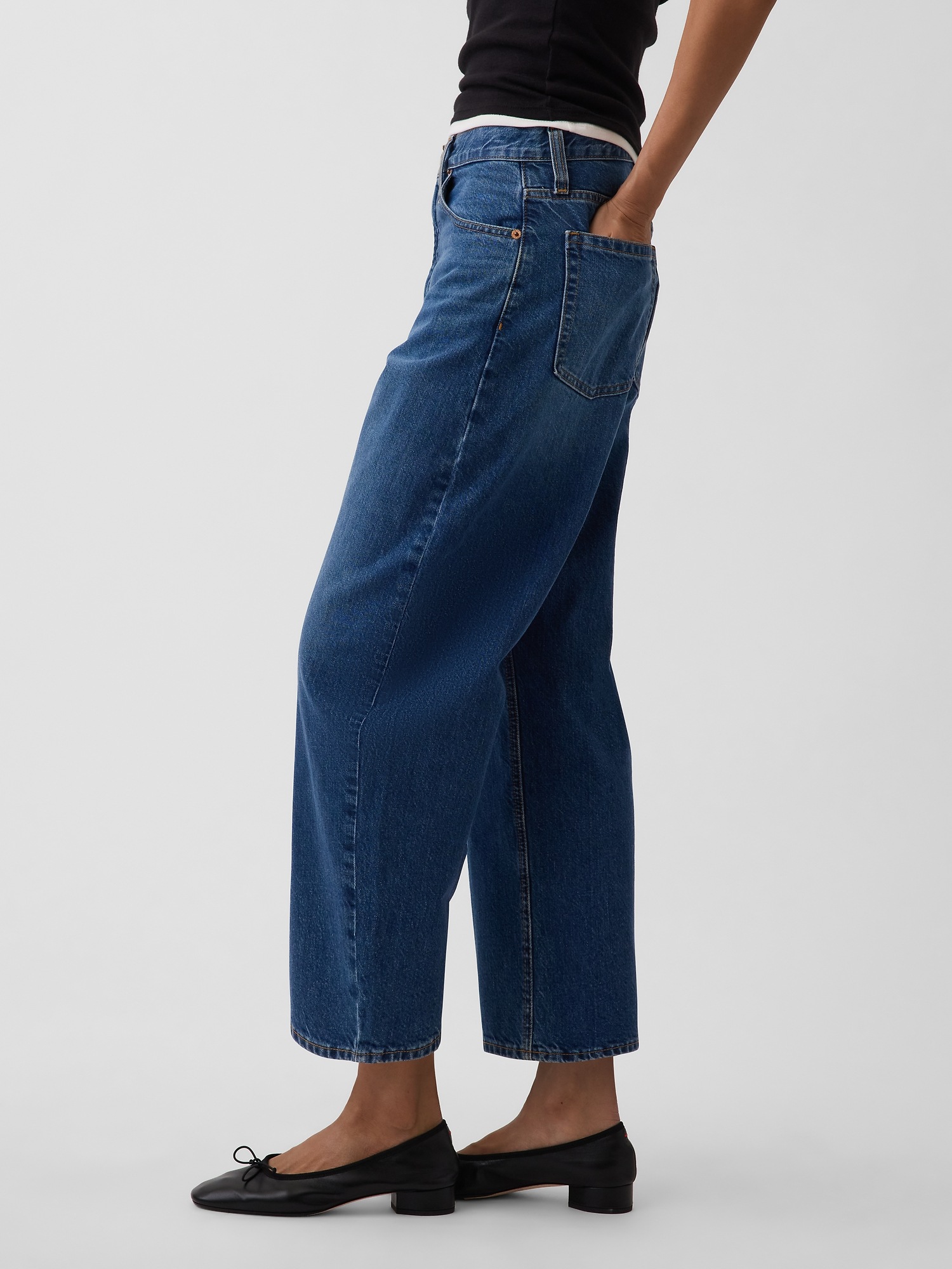 High Rise Crop Barrel Jeans