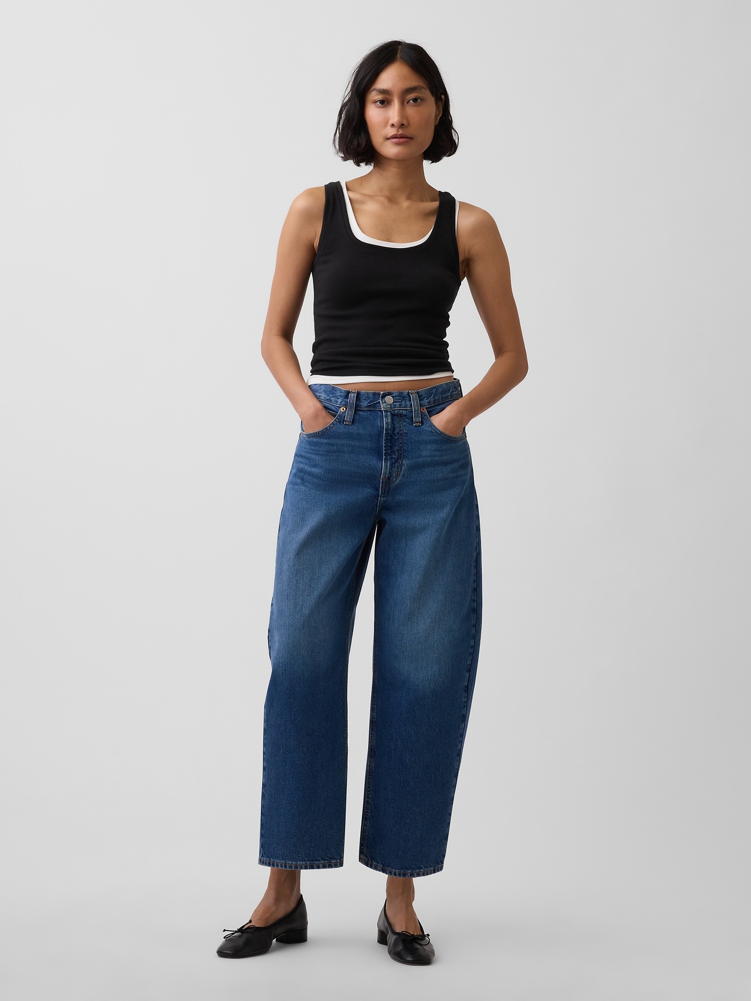 Женские джинсы Gap High Rise Crop Barrel Jeans