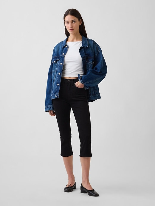 Image number 1 showing, High Rise Cropped Capri Jeans