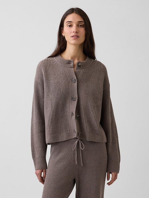 Image number 1 showing, CashSoft Oversized Shaker-Stitch Cardigan