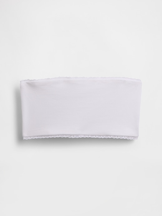 Image number 1 showing, Organic Stretch Cotton Lace-Trim Bandeau Bralette