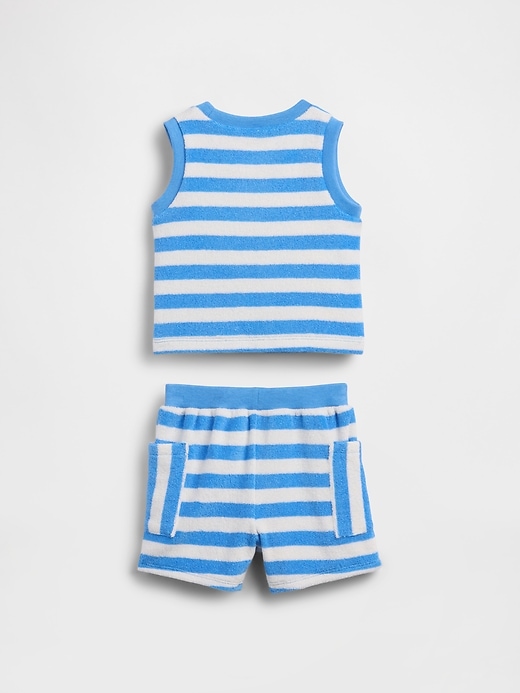 Image number 2 showing, Baby Towel Terry Stripe Outfit Set