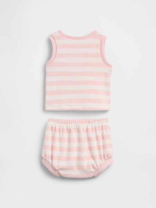 Image number 2 showing, Baby Towel Terry Stripe Outfit Set