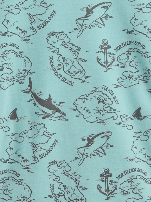Image number 3 showing, Kids Organic Brushed Cotton Pirate Map PJ Short Set