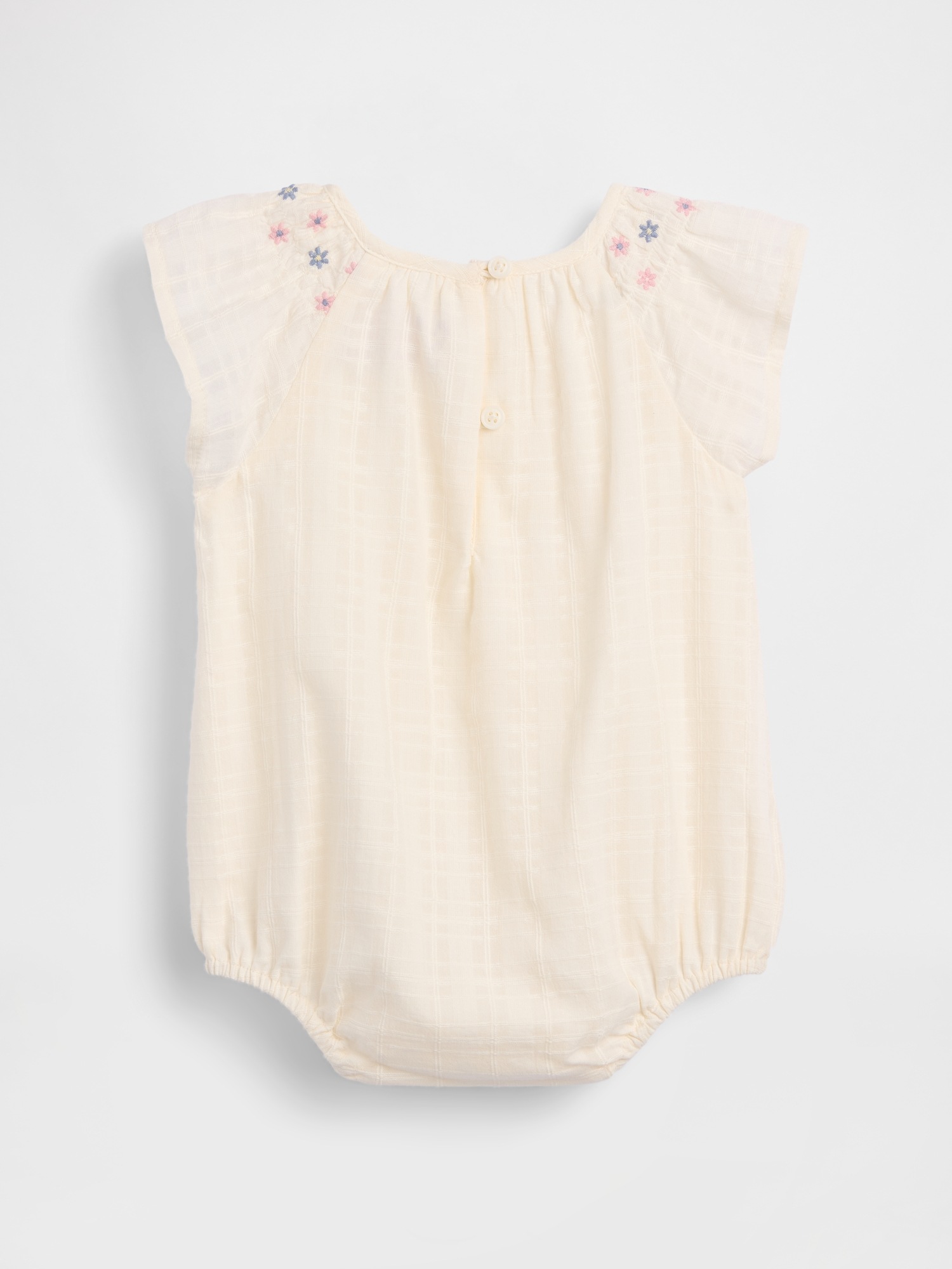 Боди Smocked для детей, цветочный принт — Gap, цвет: Слоновая кость белый — фото 2