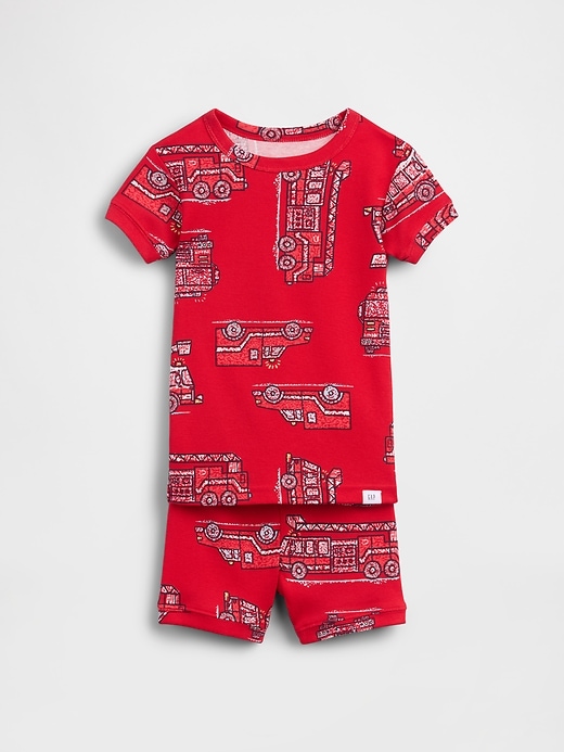 Image number 1 showing, Baby & Toddler Organic Brushed Cotton Firetruck PJ Short Set