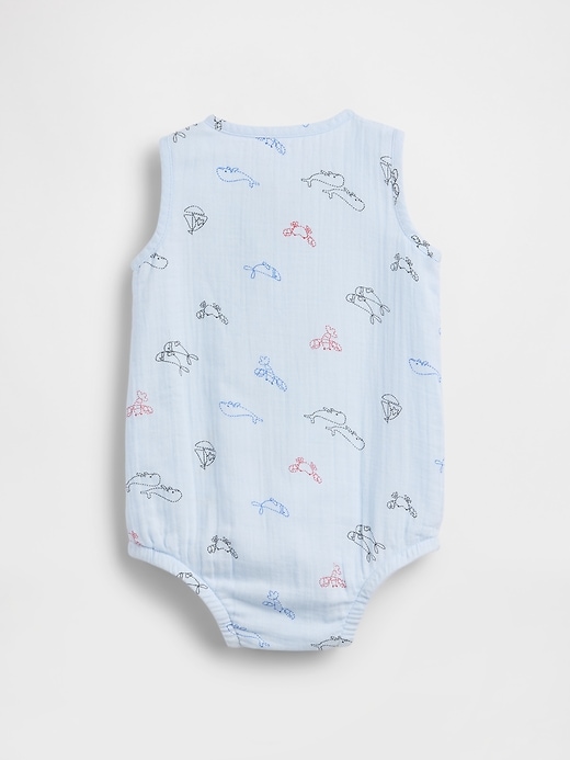 Image number 2 showing, Baby Cotton Gauze Henley Pocket Tank Bodysuit