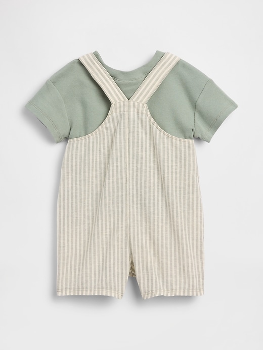 Image number 2 showing, Baby Linen-Cotton Shortall Outfit Set
