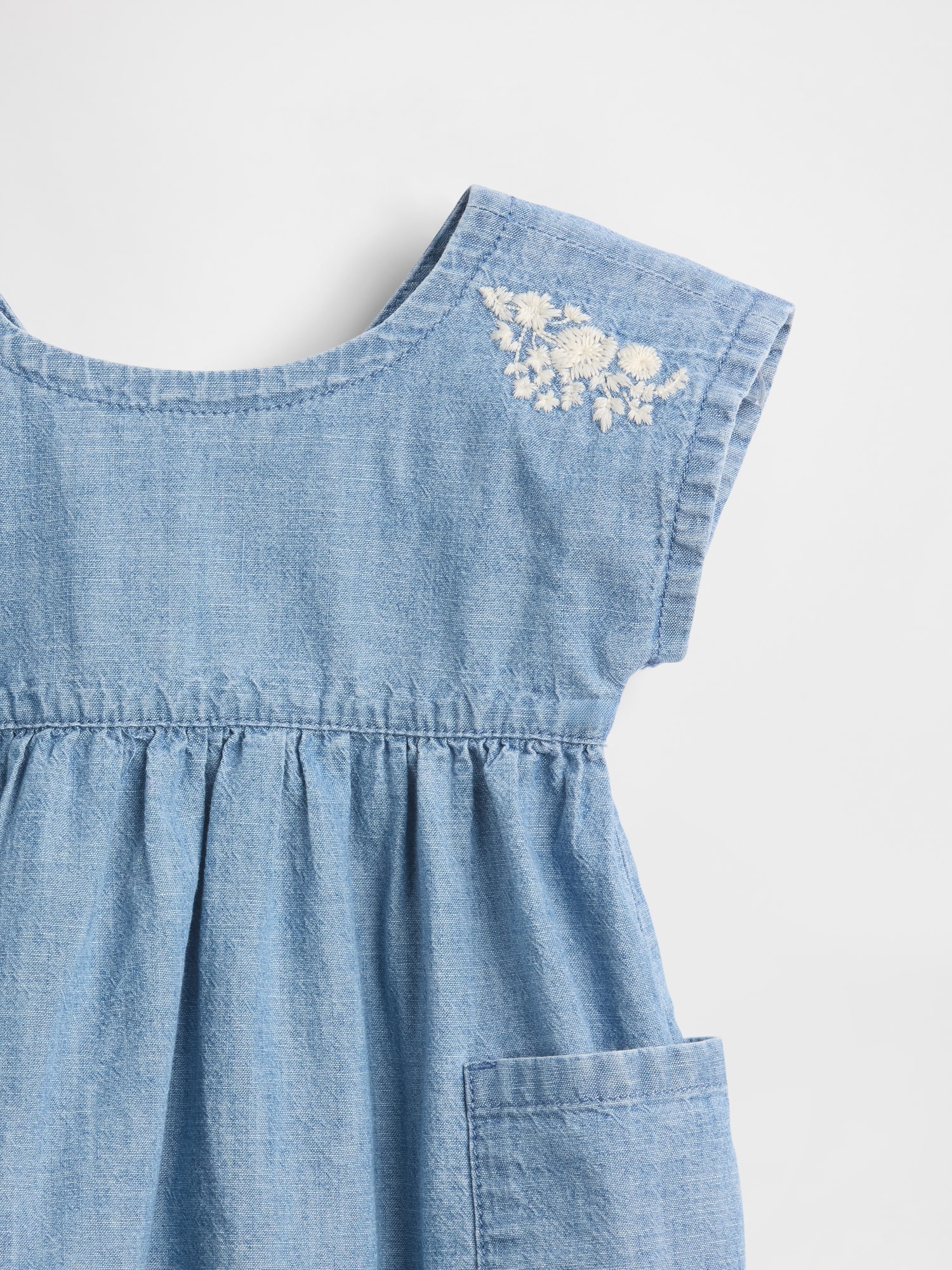 Baby Embroidered Denim Pocket Dress