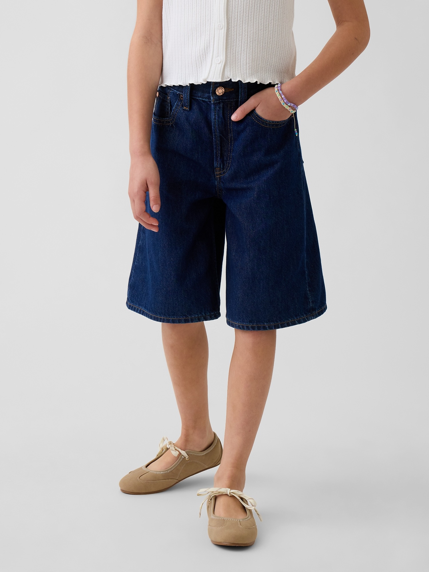 Детские шорты Gap Kids Mid Rise Longline Denim Shorts — фото 3