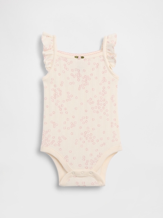 Image number 1 showing, Baby Pointelle Rib Floral Tank Bodysuit