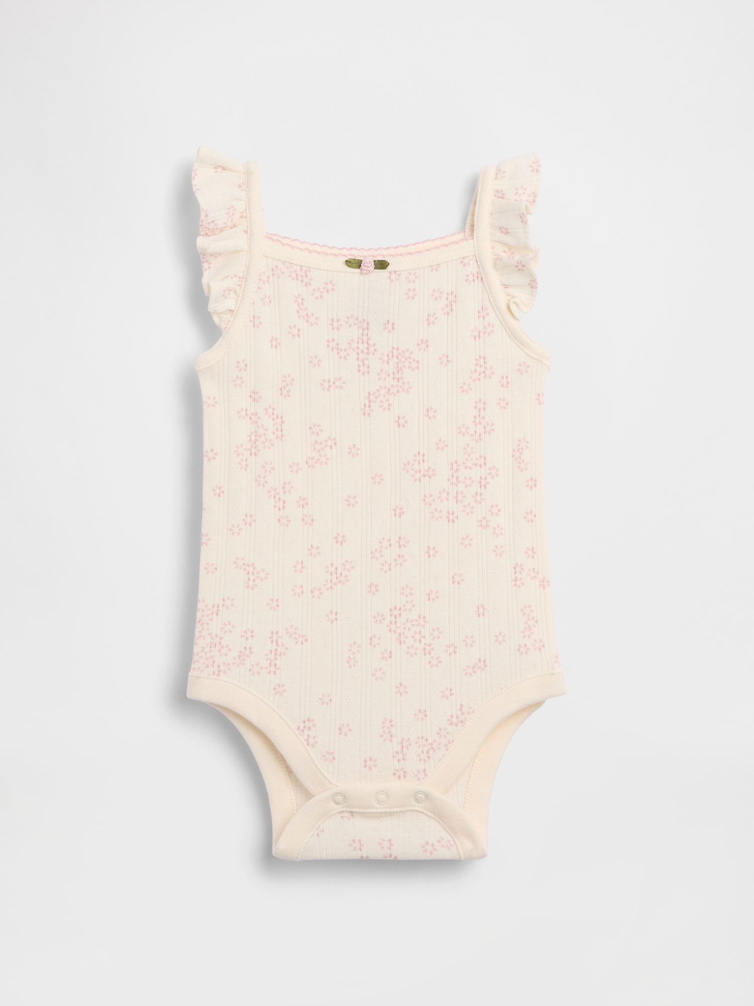 Baby Pointelle Rib Floral Tank Bodysuit