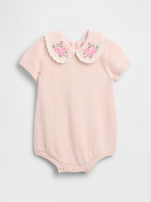 Image number 1 showing, Baby Embroidered Collar Sweater Bodysuit