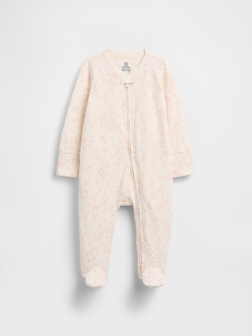 Image number 1 showing, Baby Organic Cotton Floral Footed One-Piece