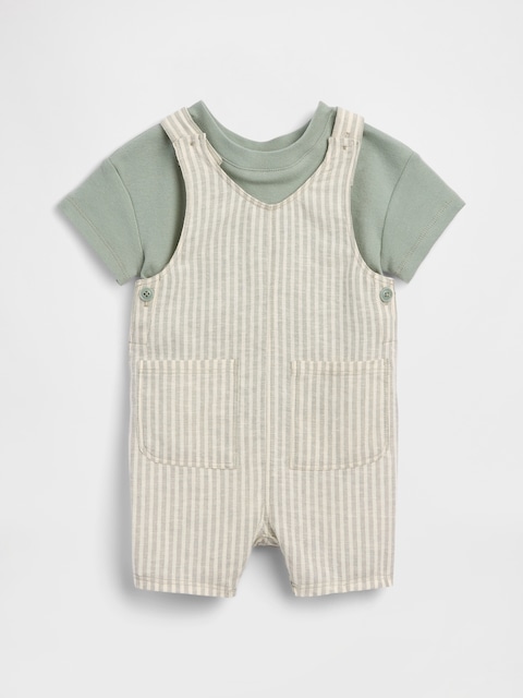 Baby Linen-Cotton Shortall Outfit Set