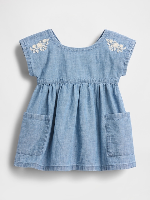Baby Embroidered Denim Pocket Dress