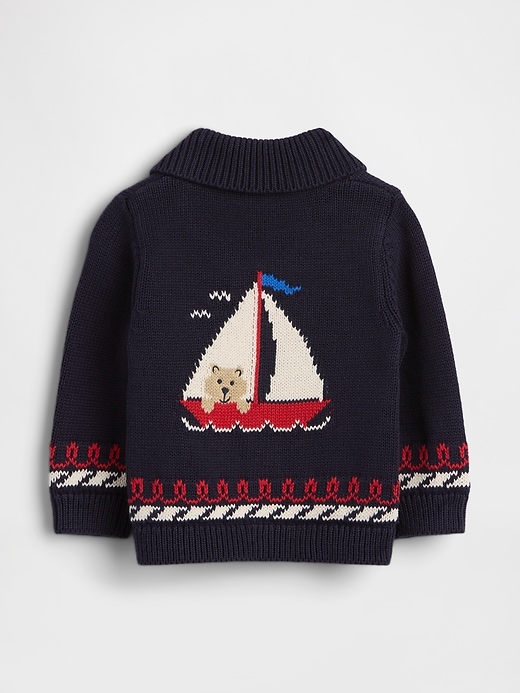Image number 1 showing, Baby Nautical Shawl Cardigan Sweater