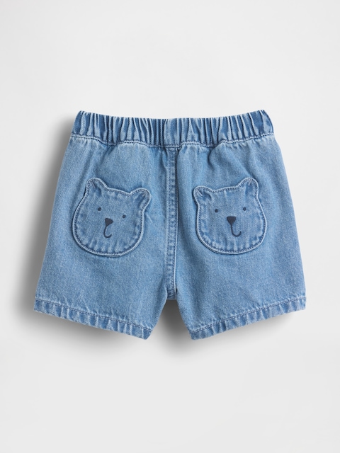 Baby Brannan Bear Pocket Pull-On Denim Shorts
